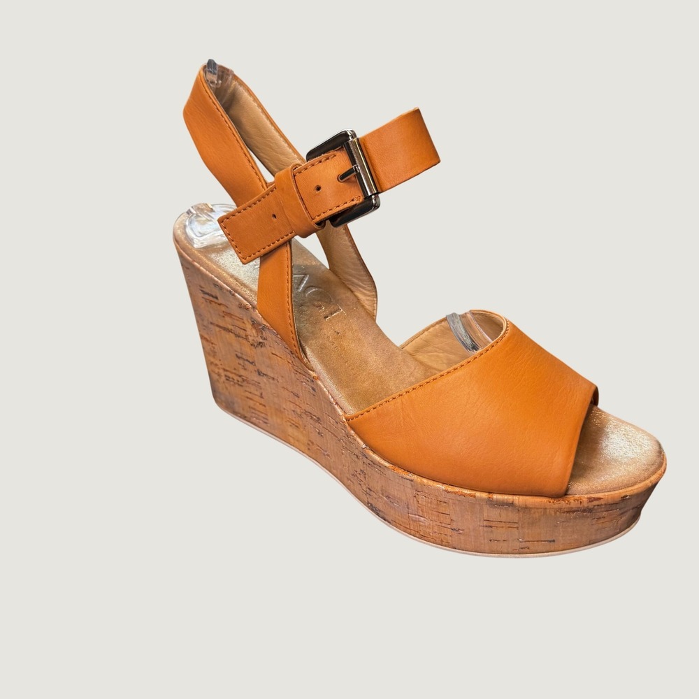 AGL Attilio Giusti Leombruni Wom 8 EU 38.5 Tan Leather Ankle Strap Wedge Sandals